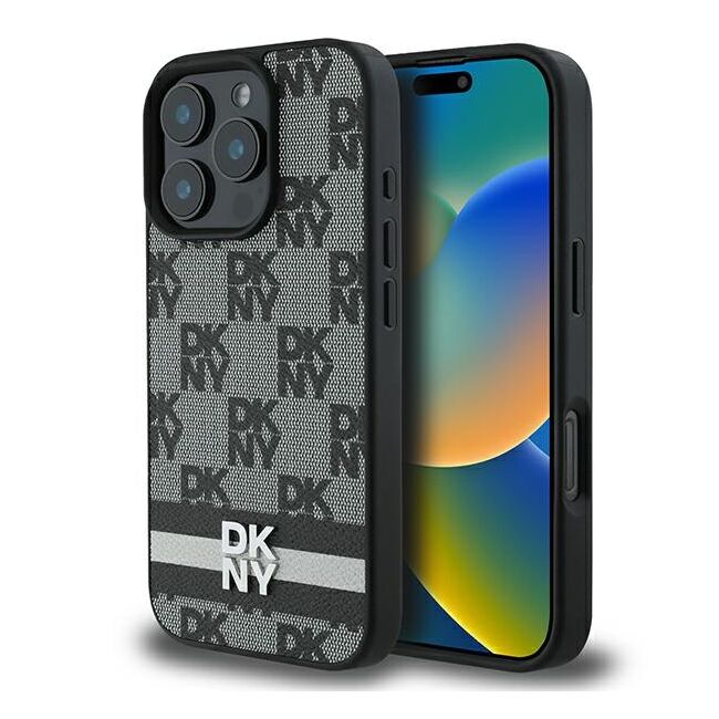 Husa premium pentru  iPhone 16 Pro DKNY Pattern Energy - Gri