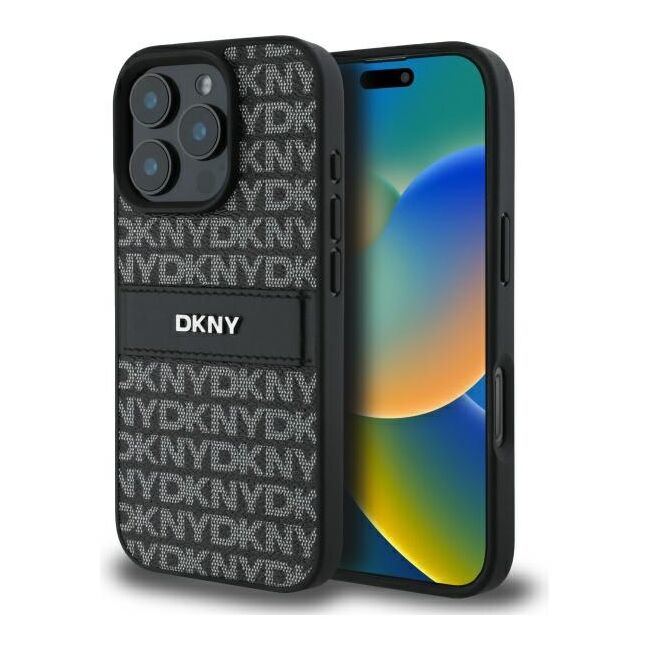 Husa premium pentru  iPhone 16 Pro DKNY Pattern Energy - Negru royal