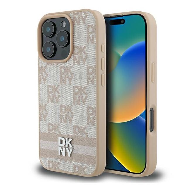 Husa premium pentru  iPhone 16 Pro Max DKNY Pattern Energy - Bej