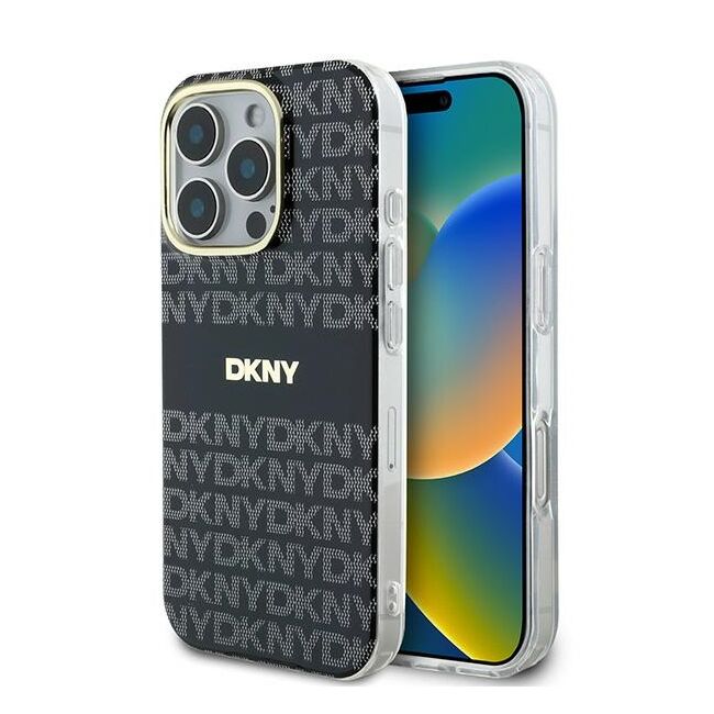 Husa premium pentru  iPhone 16 Pro Max DKNY Pattern Energy - Gri inchis