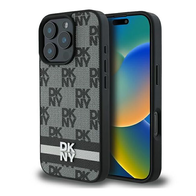 Husa premium pentru  iPhone 16 Pro Max DKNY Pattern Energy - Gri