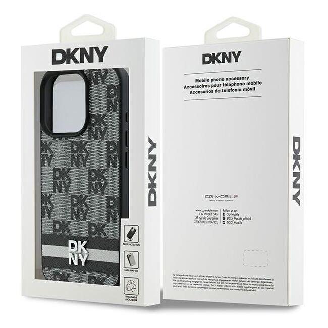 Husa premium pentru  iPhone 16 Pro Max DKNY Pattern Energy - Gri