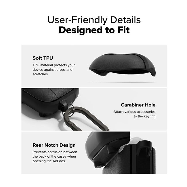 Huse de protectie pentru  AirPods 4 Ringke - Protection Case Onyx Magnetic, Non-Slip Texture, cu breloc carabina - Coral