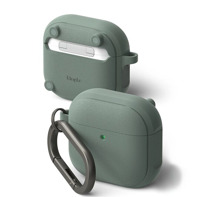 Huse de protectie pentru  AirPods 4 Ringke - Protection Case Onyx Magnetic, Non-Slip Texture, cu breloc carabina - Verde