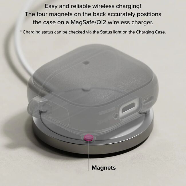 Huse de protectie pentru AirPods 4 Ringke - Protection Case Onyx Magnetic, Non-Slip Texture, cu breloc carabina - Gri