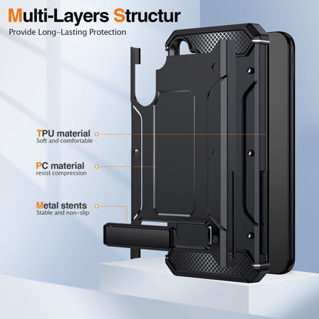 Husa pentru  Samsung Galaxy A36 Armor Tough Rugged Kickstand - Negru