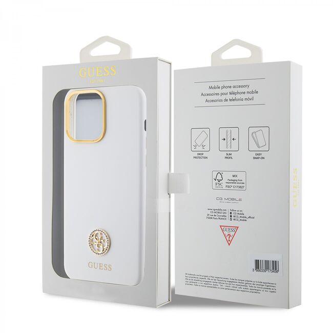 Husa premium  iPhone 15 Pro Max pentru Guess Elegance Series - Alb