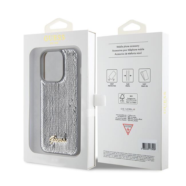 Husa premium  iPhone 15 Pro Max pentru Guess Elegance Series - Gri deschis