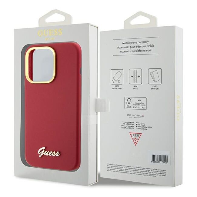 Husa premium  iPhone 15 Pro Max pentru Guess Elegance Series - Rosu