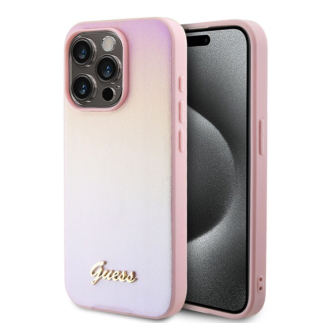 Husa premium  iPhone 15 Pro Max pentru Guess Elegance Series - Roz pal