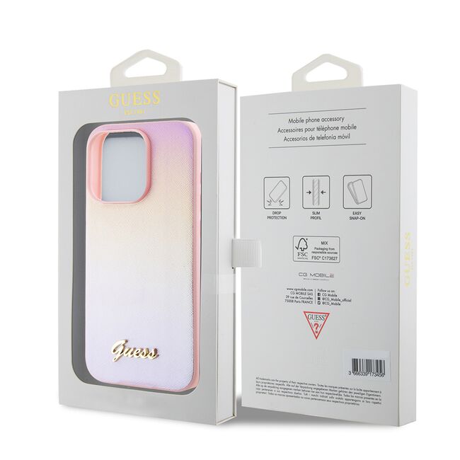 Husa premium  iPhone 15 Pro Max pentru Guess Elegance Series - Roz pal