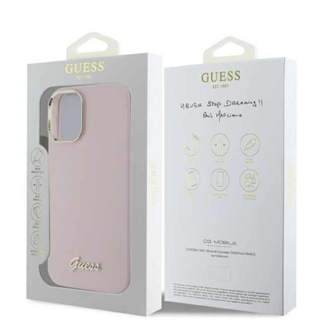 Husa premium  iPhone 16 pentru Guess Elegance Series - Roz pal