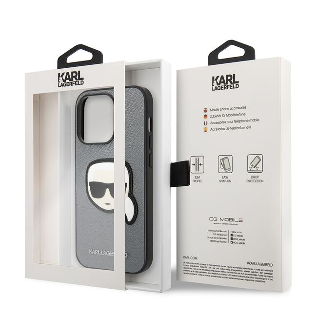 Husa premium pentru  iPhone 14 Pro Max Karl Lagerfeld superior quality - Gri carbune