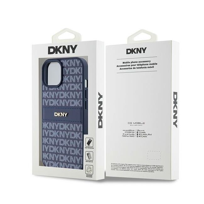 Husa premium pentru  iPhone 15 DKNY Pattern Energy - Albastru