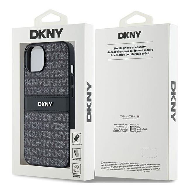 Husa premium pentru  iPhone 15 DKNY Pattern Energy - Gri