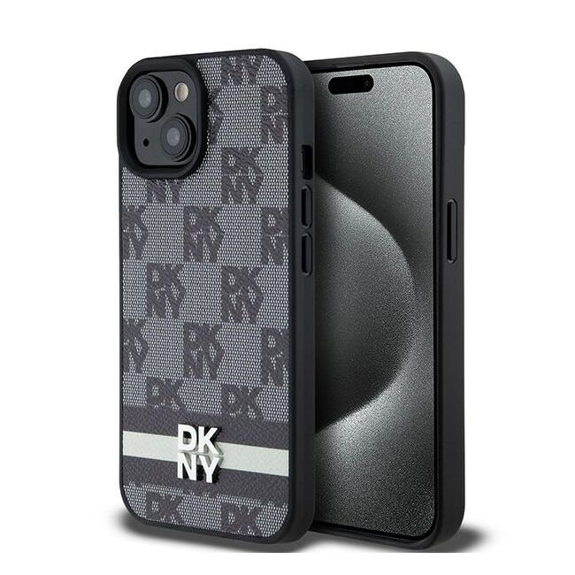 Husa premium pentru  iPhone 15 DKNY Pattern Energy - Negru gri