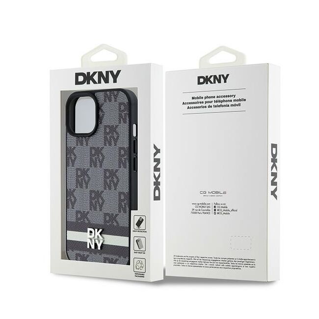Husa premium pentru  iPhone 15 DKNY Pattern Energy - Negru gri