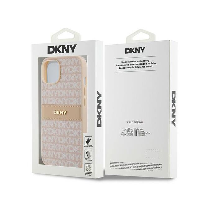 Husa premium pentru  iPhone 15 DKNY Pattern Energy - Roz