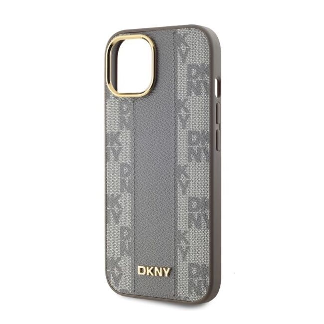 Husa premium pentru  iPhone 15 DKNY Urban compatibila MagSafe - Gri deschis