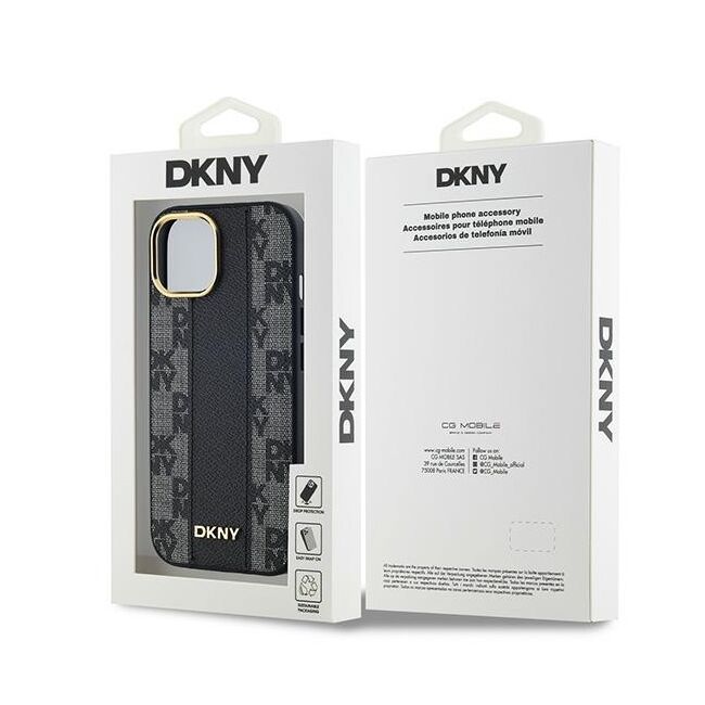 Husa premium pentru  iPhone 15 DKNY Urban compatibila MagSafe - Gri inchis