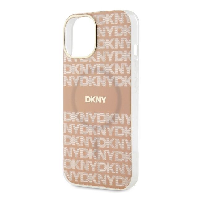 Husa premium pentru  iPhone 15 DKNY Urban compatibila MagSafe - Roz neon