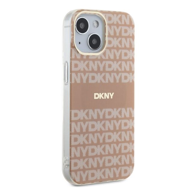 Husa premium pentru  iPhone 15 DKNY Urban compatibila MagSafe - Roz neon