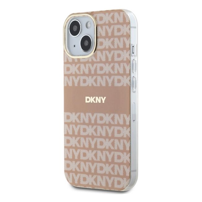 Husa premium pentru  iPhone 15 DKNY Urban compatibila MagSafe - Roz neon