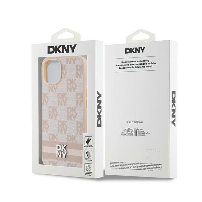Husa premium pentru  iPhone 15 DKNY Urban compatibila MagSafe - Roz