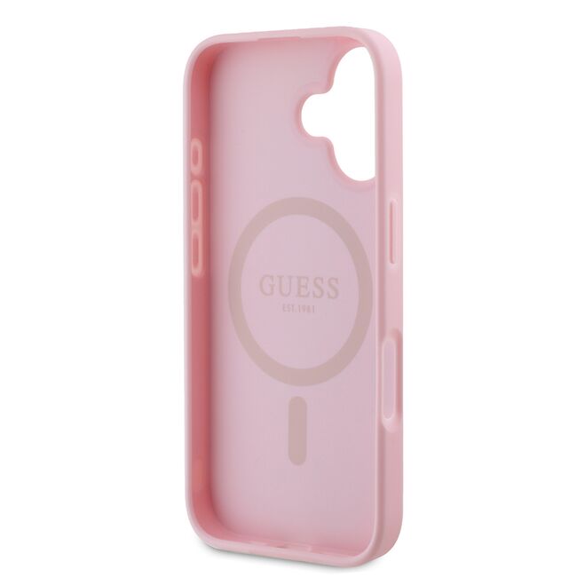 Husa premium pentru  iPhone 16 Plus compatibila MagSafe Guess Luxury Series - Roz