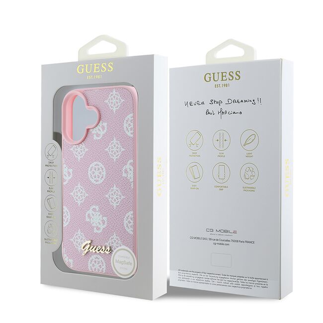 Husa premium pentru  iPhone 16 Plus compatibila MagSafe Guess Luxury Series - Roz