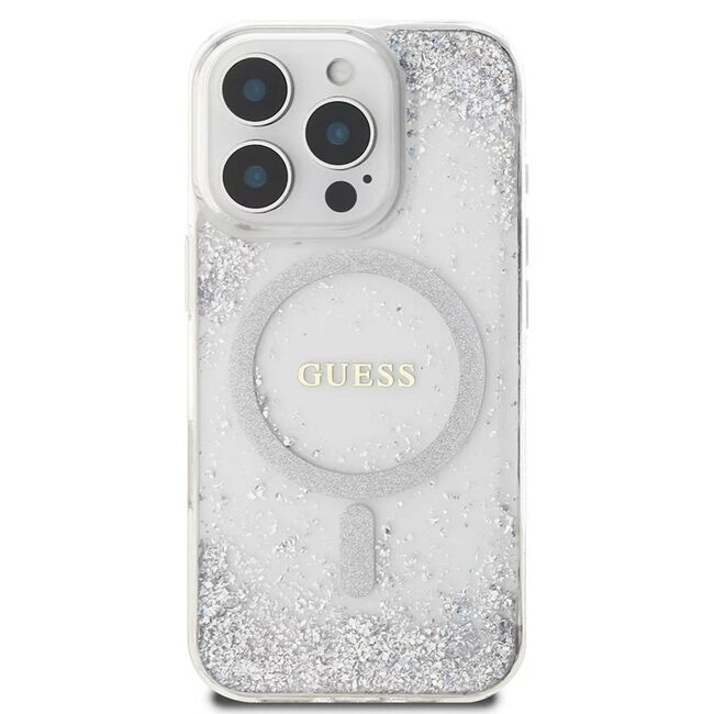 Husa premium pentru  iPhone 16 Pro Max compatibila MagSafe Guess Luxury Series - Clear