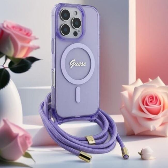 Husa premium pentru  iPhone 16 Pro Max compatibila MagSafe Guess Luxury Series - Lavanda