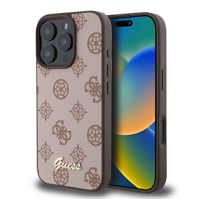Husa premium pentru  iPhone 16 Pro Max compatibila MagSafe Guess Luxury Series - Maro deschis