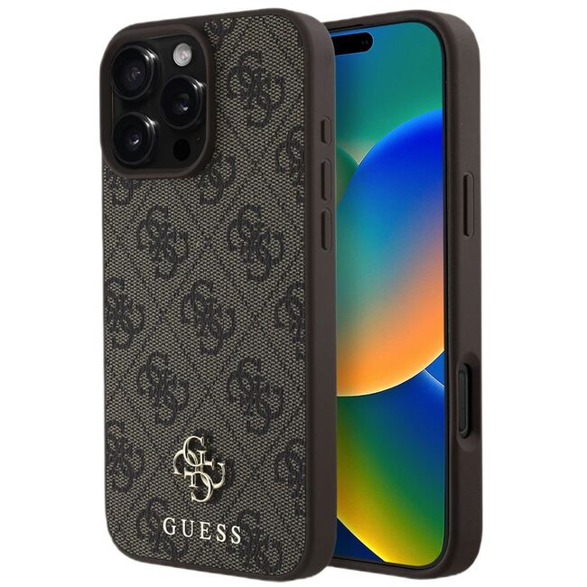 Husa premium pentru  iPhone 16 Pro Max compatibila MagSafe Guess Luxury Series - Maro inchis