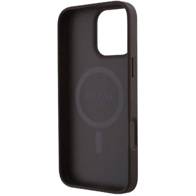 Husa premium pentru  iPhone 16 Pro Max compatibila MagSafe Guess Luxury Series - Maro inchis