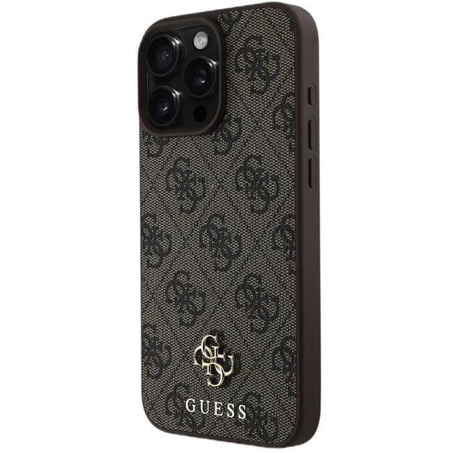 Husa premium pentru  iPhone 16 Pro Max compatibila MagSafe Guess Luxury Series - Maro inchis