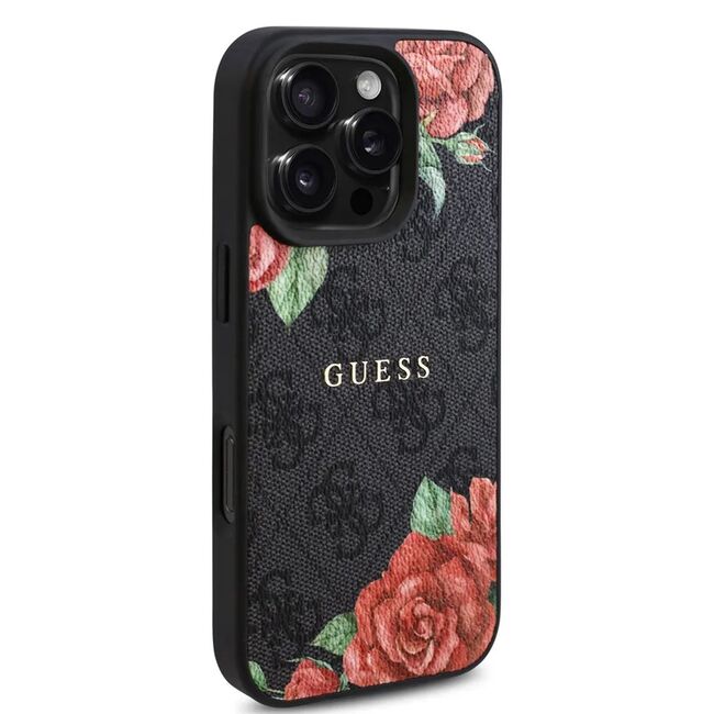 Husa premium pentru  iPhone 16 Pro Max compatibila MagSafe Guess Luxury Series - Negru rosu