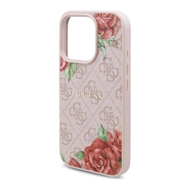 Husa premium pentru  iPhone 16 Pro Max compatibila MagSafe Guess Luxury Series - Roz neon