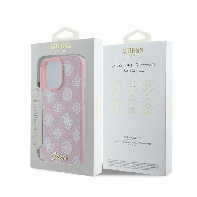 Husa premium pentru  iPhone 16 Pro Max compatibila MagSafe Guess Luxury Series - Roz pal