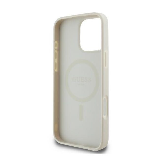 Husa premium pentru  iPhone 16 Pro compatibila MagSafe Guess Luxury Series - Alb