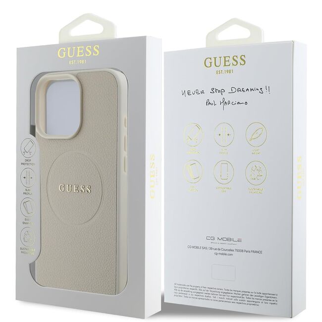 Husa premium pentru  iPhone 16 Pro compatibila MagSafe Guess Luxury Series - Bej