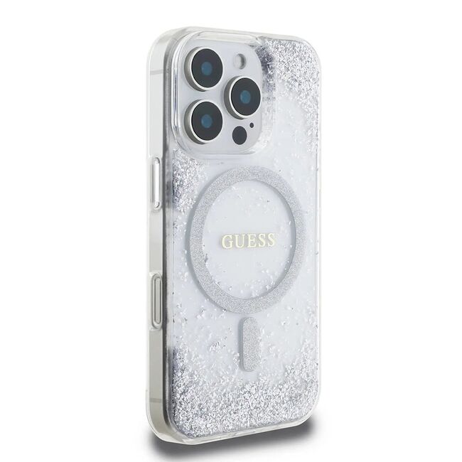 Husa premium pentru  iPhone 16 Pro compatibila MagSafe Guess Luxury Series - Clear