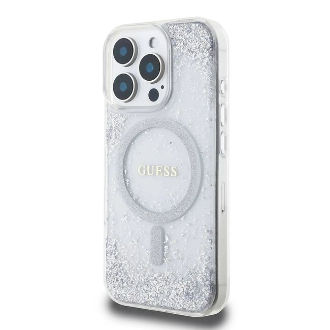 Husa premium pentru  iPhone 16 Pro compatibila MagSafe Guess Luxury Series - Clear
