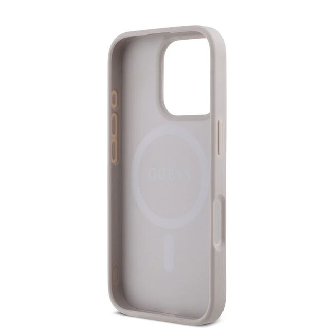 Husa premium pentru  iPhone 16 Pro compatibila MagSafe Guess Luxury Series - Crem