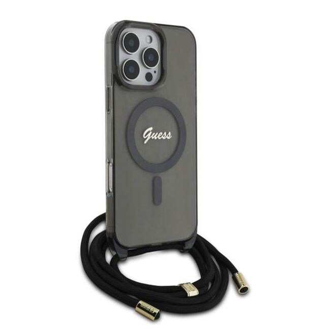 Husa premium pentru  iPhone 16 Pro compatibila MagSafe Guess Luxury Series - Gri denim
