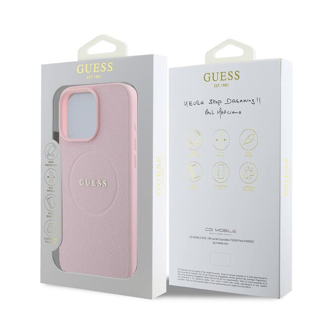 Husa premium pentru  iPhone 16 Pro compatibila MagSafe Guess Luxury Series - Roz pal