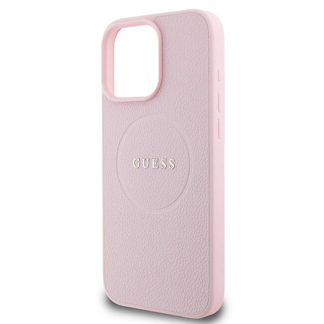 Husa premium pentru  iPhone 16 Pro compatibila MagSafe Guess Luxury Series - Roz pal
