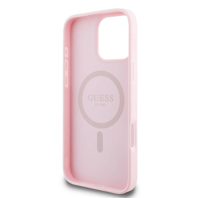 Husa premium pentru  iPhone 16 Pro compatibila MagSafe Guess Luxury Series - Roz pal