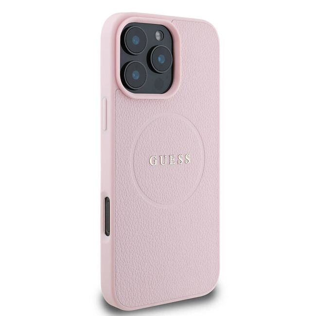 Husa premium pentru  iPhone 16 Pro compatibila MagSafe Guess Luxury Series - Roz pal
