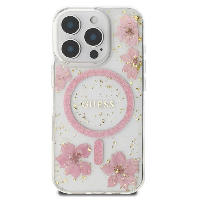 Husa premium pentru  iPhone 16 Pro compatibila MagSafe Guess Luxury Series - roz
